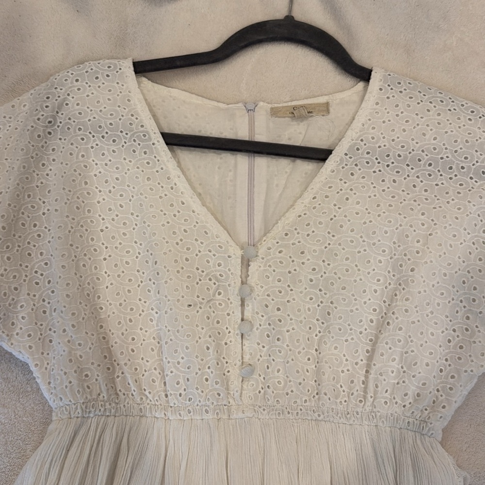 Women's White Eyelet Babydoll Top